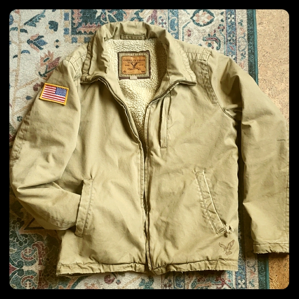 Canvas bomber jacket w/ Flag patch